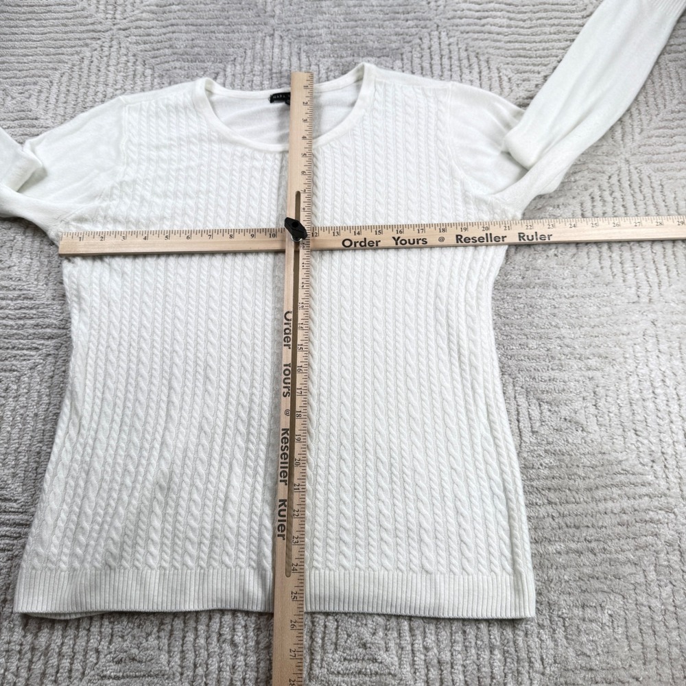 Napa Valley Cable Knit Sweater Womens PXL White Long Sleeve Preppy Cozy Soft - Picture 3 of 8